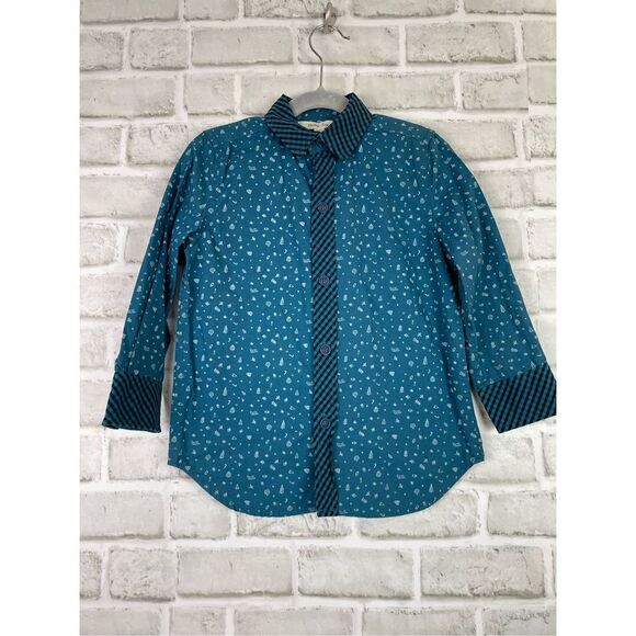 Matilda Jane Jack Frost Button Down Holiday Print Long Sleeve Top Size 4 - Picture 8 of 8
